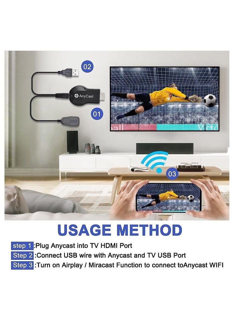 HDMI Wireless Display Adapter - WiFi 1080P Mobile Screen Mirroring Receiver Dongle to TV/Projector Receiver Support Windows Android Mac iOS,