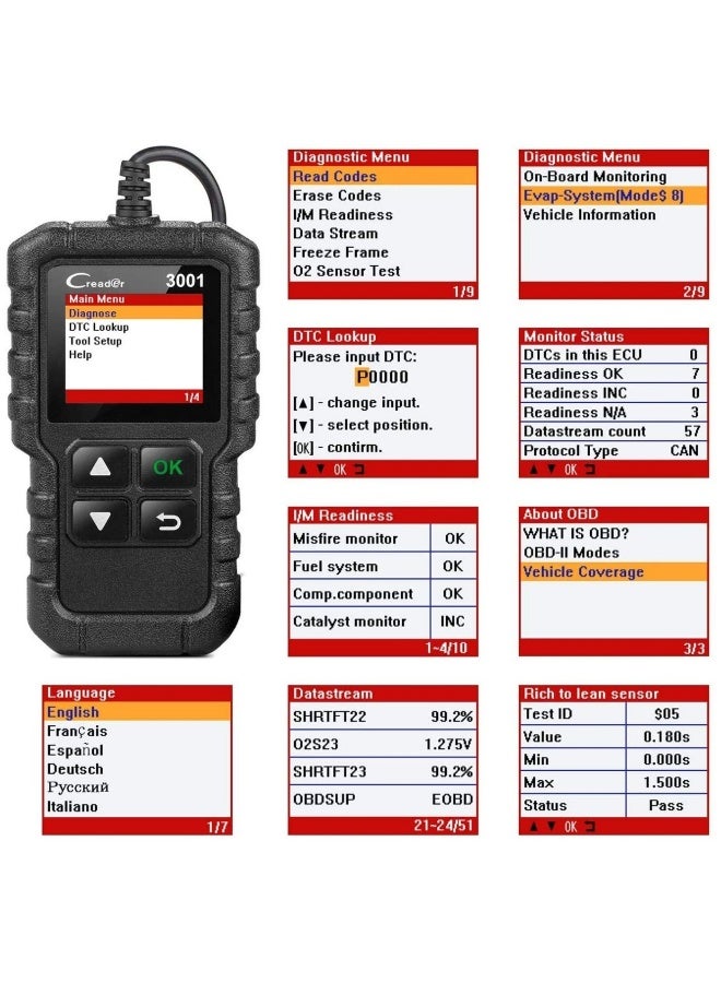 LAUNCH CR3001 Creader 3001 Code Reader V2.0 Lifetime Free update OBDII/EOBD Read Code Auto Diagnostic Tool DIY OBD Scanner KW590 - Image 5