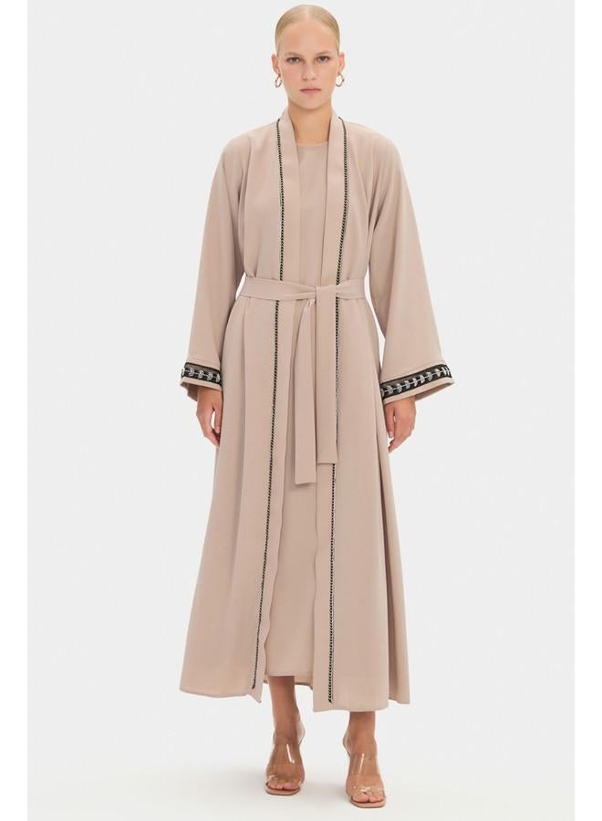 جون عباية بحزام خصر مزين بالأحجار للنساء من يونيو - Image 1