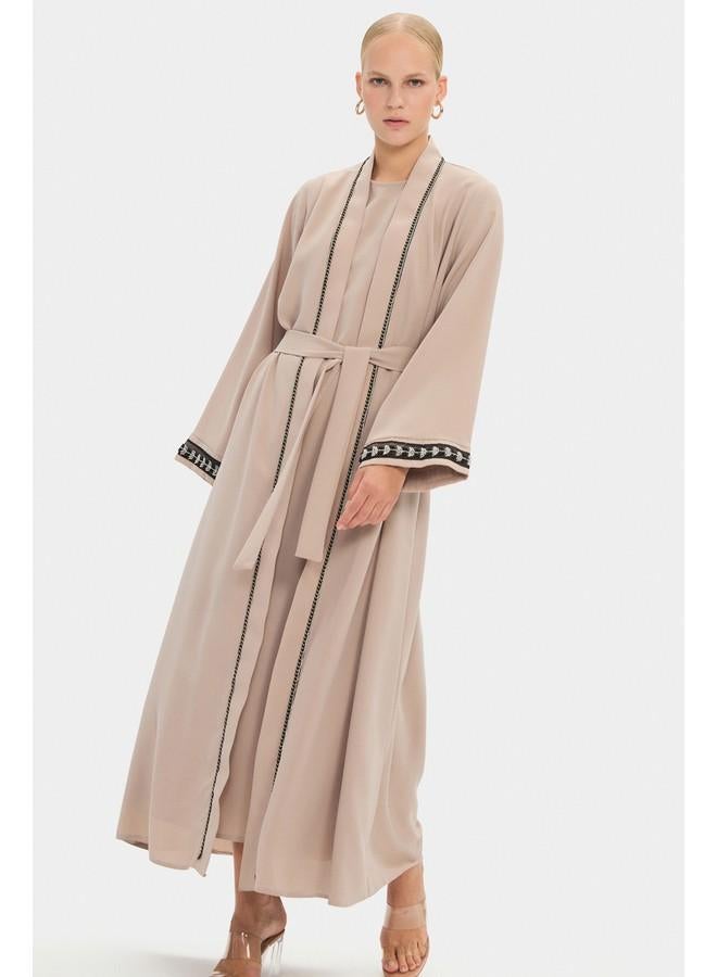 جون عباية بحزام خصر مزين بالأحجار للنساء من يونيو - Image 2