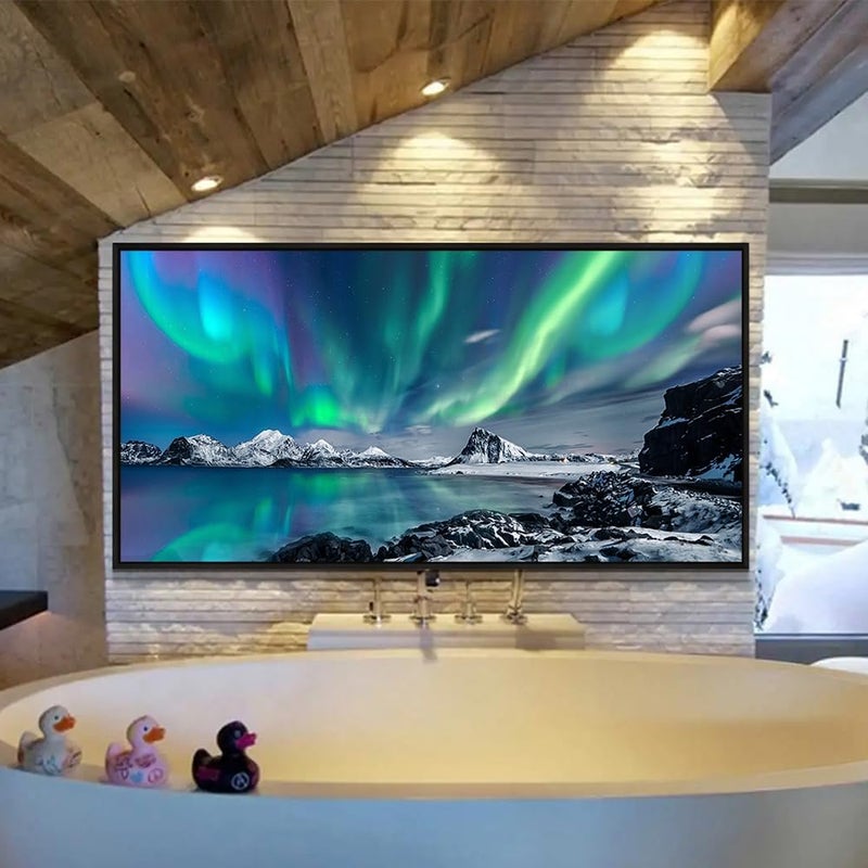 MHARTK66 Framed Canvas Wall Art - Blue Aurora Scenery - Image 5