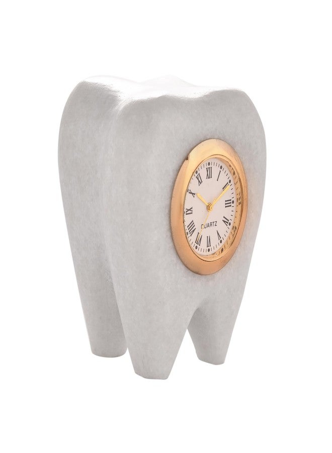 Craftam Marble Tooth Shape Table Clock for Dentist | Handmade Dental Clinic Desk Clock | Quartz Marble Clock for Doctor Office, Clinic & Gift | Size 6×4×7 cm - Image 4