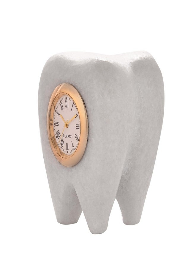 Craftam Marble Tooth Shape Table Clock for Dentist | Handmade Dental Clinic Desk Clock | Quartz Marble Clock for Doctor Office, Clinic & Gift | Size 6×4×7 cm - Image 3