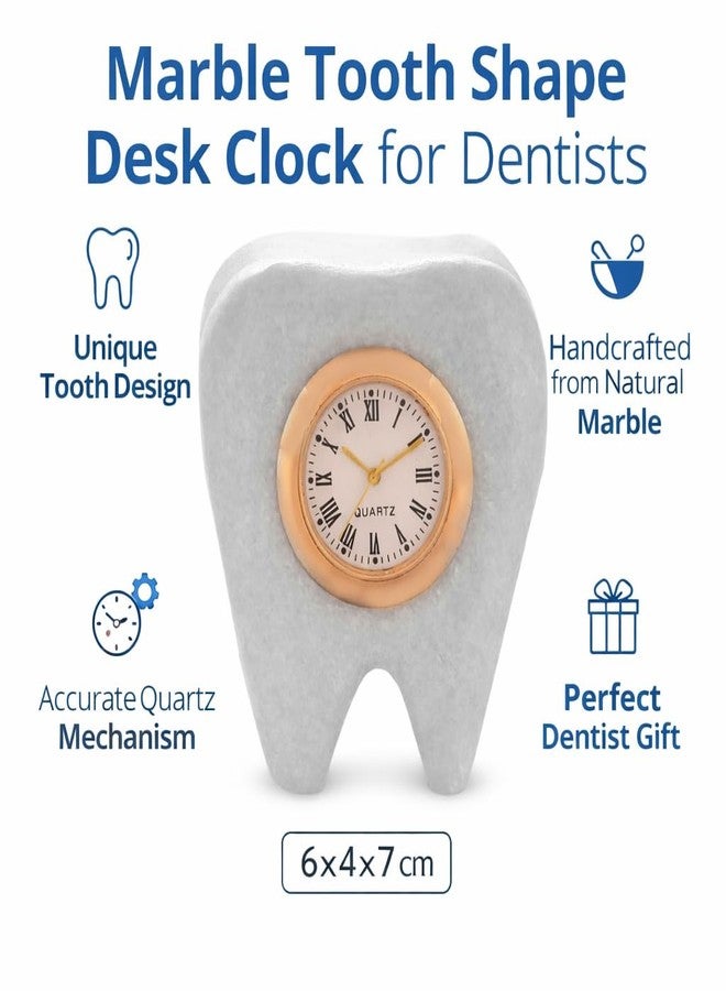 Craftam Marble Tooth Shape Table Clock for Dentist | Handmade Dental Clinic Desk Clock | Quartz Marble Clock for Doctor Office, Clinic & Gift | Size 6×4×7 cm - Image 5