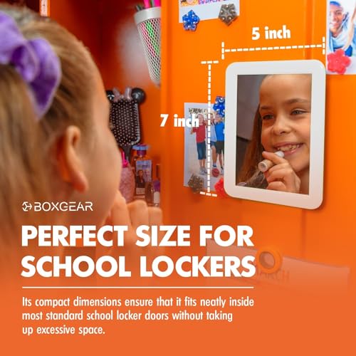 Boxgear Magnetic Locker Mirror - 5" x 7"- for School Locker, Bathroom, Household Refrigerator, Locker Accessory, Workshop Toolbox or Office Cabinet (White) - Image 3