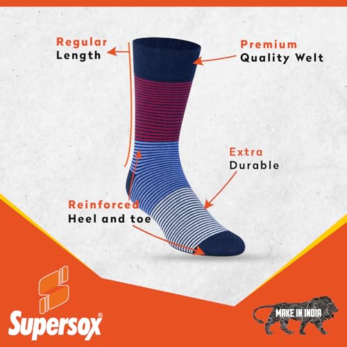 Supersox Formal/Office Calf Socks for Men Combo, Made With Breathable, Anti Odour & Moisture Absorbent Combed Cotton (Pack Of 3) (IN, Alpha, Free Size, Multicolour 1) - Image 3