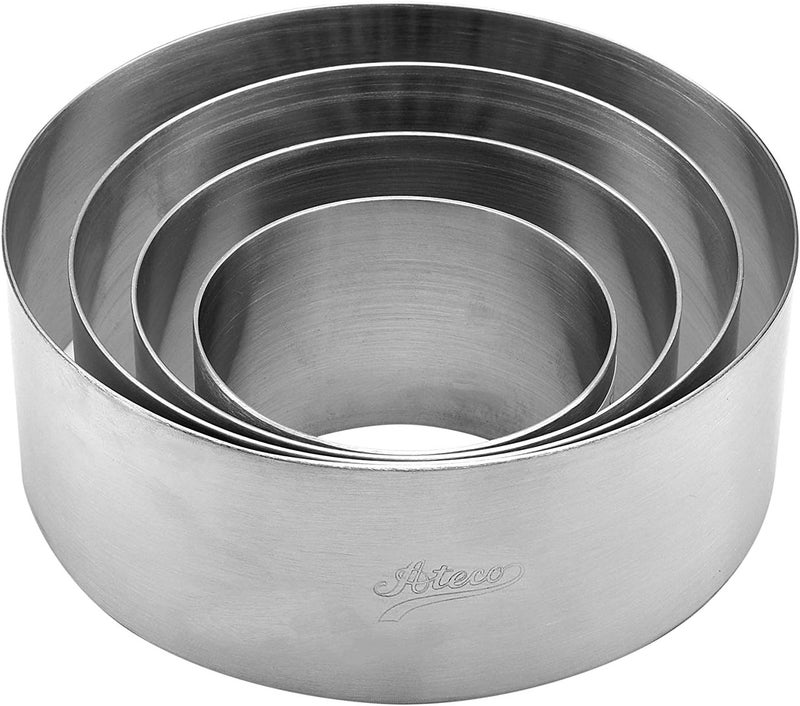 Ateco Round Cake Ring and Dessert Mold Baking Supply, 2.375 x 1.75-Inches High, Silver - Image 1