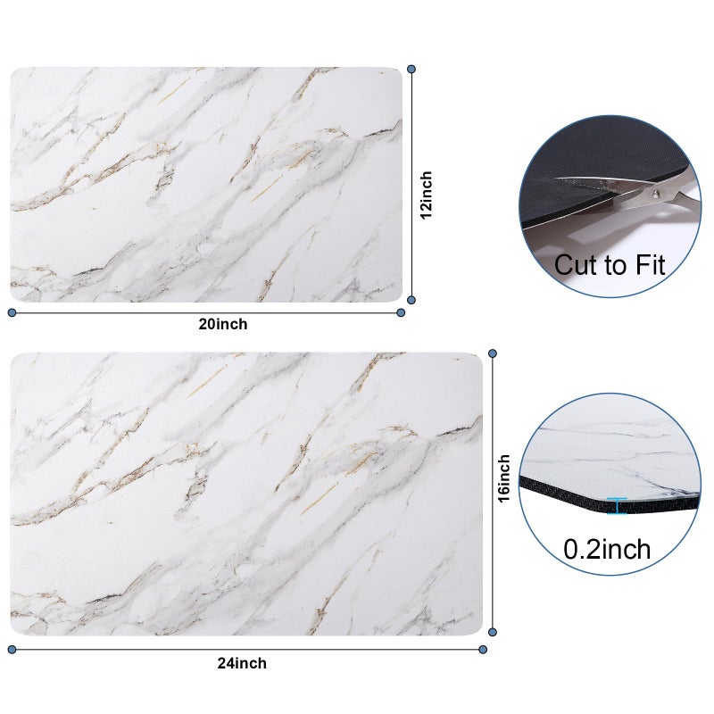 CooRug Marble Pattern Dish Drying Mat, Absorbent Coffee Bar Mat for Kitchen Counter, Non-slip Pad with Rubber Backed, Washable and Easy to Clean 16" x 24" Brick Marble - Image 3