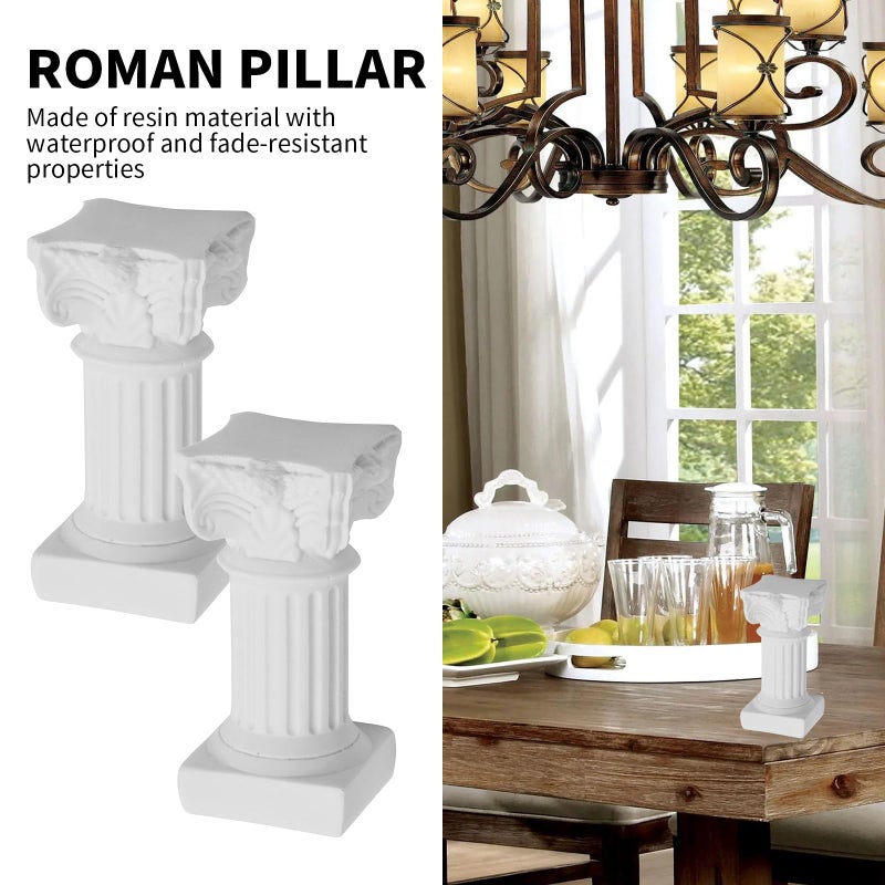 Saihisday 4Pcs Mini Roman Pillar Greek Columns, Candle Holders Resin Candlestick Stand, Mini Roman Colum for Table Accents Decor Home Decoration Wedding Table Decoration - Image 4