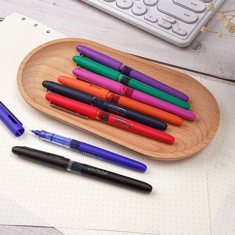 WRITECH Liquid Ink RollerBall Pens Quick Dry Ink 0.5 mm Extra Fine Point Pens 8 Pcs Rollering Pens Assorted Colors Ink for Writing, Taking Notes & Sketching (Multicolor) - Image 5