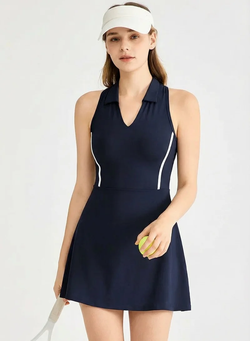 SVL Padel & Tennis Dress with Built-in Bra and Shorts - Navy - SVL