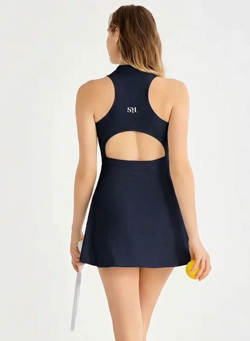 SVL  Padel & Tennis Dress with Built-in Bra and Shorts - Navy - SVL for Women | Best Price UAE