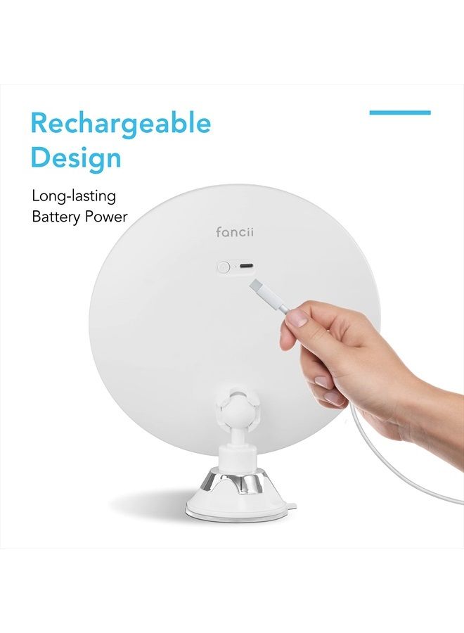 Fancii Rechargeable 10X Magnifying Makeup Mirror with 3 Light Settings - Large 8 inch Lighted Travel Vanity Mirror, Locking Suction Cup, 40pcs Dimmable LEDs, 12 Hours Battery Life - Luna 2 - Image 2