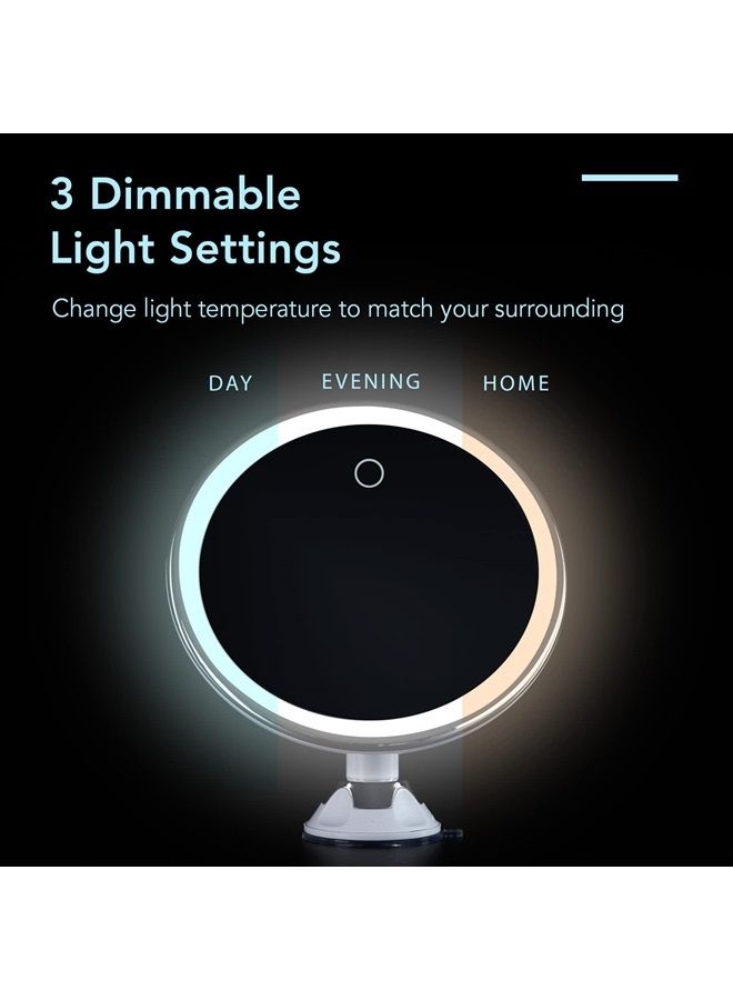 Fancii Rechargeable 10X Magnifying Makeup Mirror with 3 Light Settings - Large 8 inch Lighted Travel Vanity Mirror, Locking Suction Cup, 40pcs Dimmable LEDs, 12 Hours Battery Life - Luna 2 - Image 4