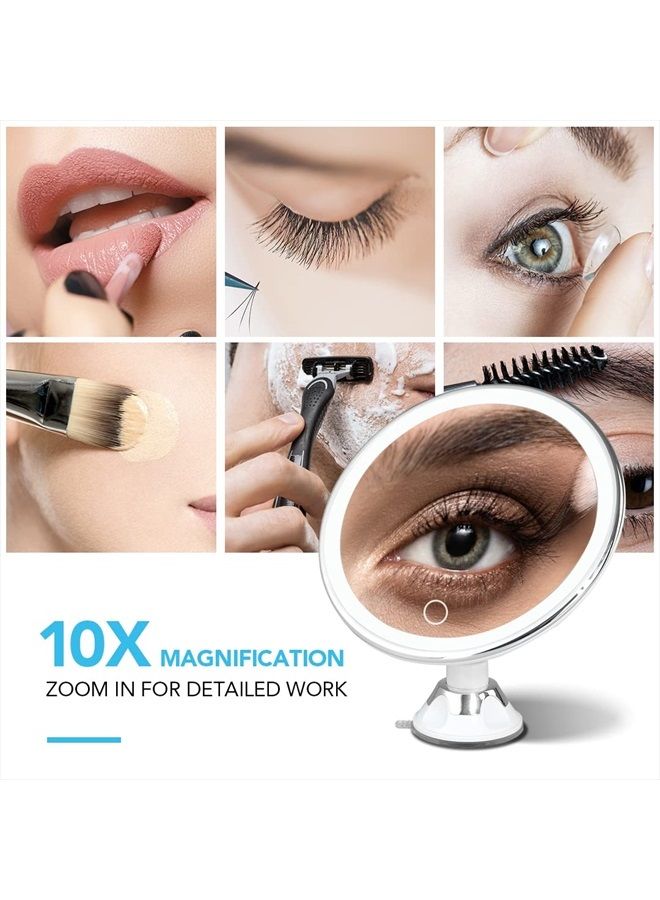 Fancii Rechargeable 10X Magnifying Makeup Mirror with 3 Light Settings - Large 8 inch Lighted Travel Vanity Mirror, Locking Suction Cup, 40pcs Dimmable LEDs, 12 Hours Battery Life - Luna 2 - Image 5