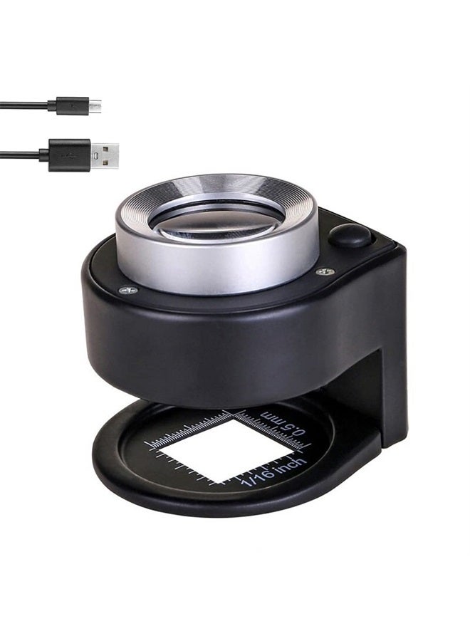 Bysameyee 30X Handheld Rechargeable Magnifying Glass Jewelers Loupe with Light, 6 LED Desktop Metal Magnifier Portable Eye Loop for Textile Optical Jewelry Coins Currency Stamps - Image 1