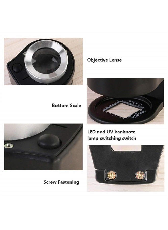 Bysameyee 30X Handheld Rechargeable Magnifying Glass Jewelers Loupe with Light, 6 LED Desktop Metal Magnifier Portable Eye Loop for Textile Optical Jewelry Coins Currency Stamps - Image 4
