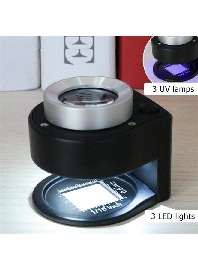 Bysameyee 30X Handheld Rechargeable Magnifying Glass Jewelers Loupe with Light, 6 LED Desktop Metal Magnifier Portable Eye Loop for Textile Optical Jewelry Coins Currency Stamps - Image 3
