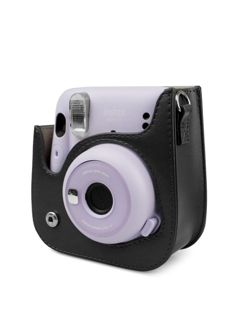 KASTWAVE PU Leather Case for Fujifilm Instax Mini 11, with Adjustable Shoulder Strap Instant Camera Cover Black Dog Designed  - Image 3