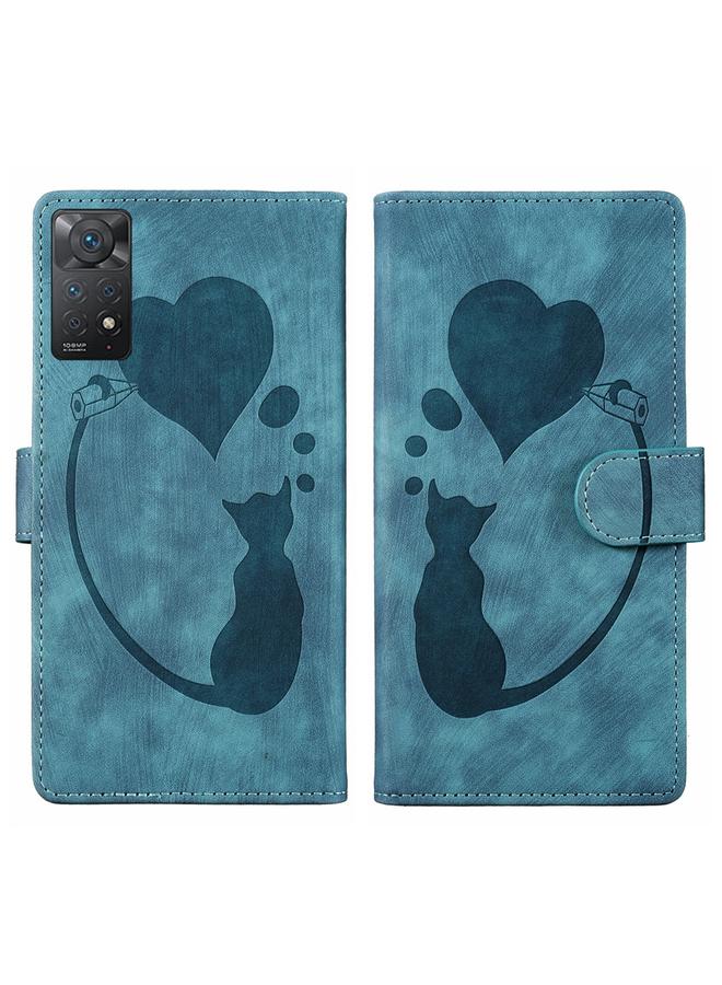 The Bros Case For Xiaomi Redmi Note 11 Pro 5G Pen Heart Cat Embossed Leather Phone Case
