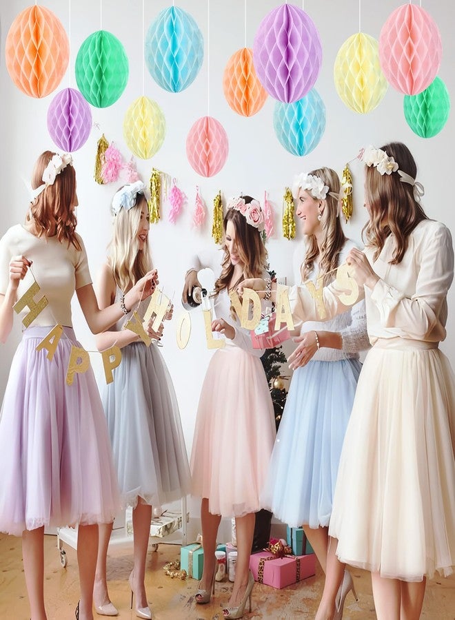 SUNBEAUTY 8'' Hanging Honeycomb Decorations Pastel Party Decoration Rainbow Birthday Party Decor for Baby Shower Wedding Graduation Events Accessories,Set of 16 - Image 4