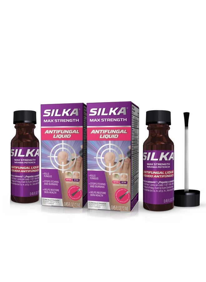 SILKA Max Strength Antifungal Liquid for Toenail Health, With Brush Applicator, Treats Fungus, Ringworm & Athlete’s Foot, Restores Appearance of Discolored Nail, Tolnaftate 1%, 0.45 Fl Oz, Pack of 2 - Image 1