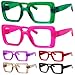 GUD Square Reading Glasses with Screwless Spring Hinge Metalless 6 Pack Women Oversized Thick Frame Readers 250 - Image 1