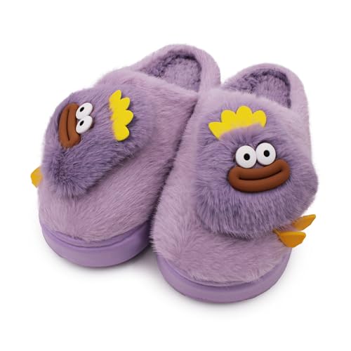 VRITRAZ Women’s Plush Winter Slippers | Adorable Cartoon Design | Cozy Furry Comfortable Indoor Slides (Purple, Size 7) - Image 1