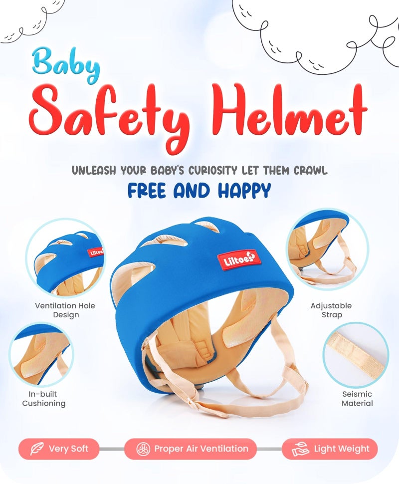 Liltoes Baby Safety Products Combo|LILTOES Baby Head Protector+Edge Guard+Cabinet Lock+Kneepad for Safety of Kids 6M to 60 M | Baby Safety Helmet with Corner Guard Protection(RoyalBlue+Corner+Cabinet+Kneepad) - Image 4