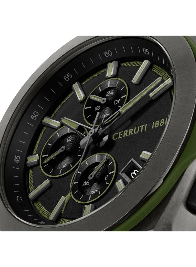 CERRUTI 1881 Green Men's Ruscello 48mm Black Dial Silicone Strap Multifunction Watch For Men for Men | Best Price UAE