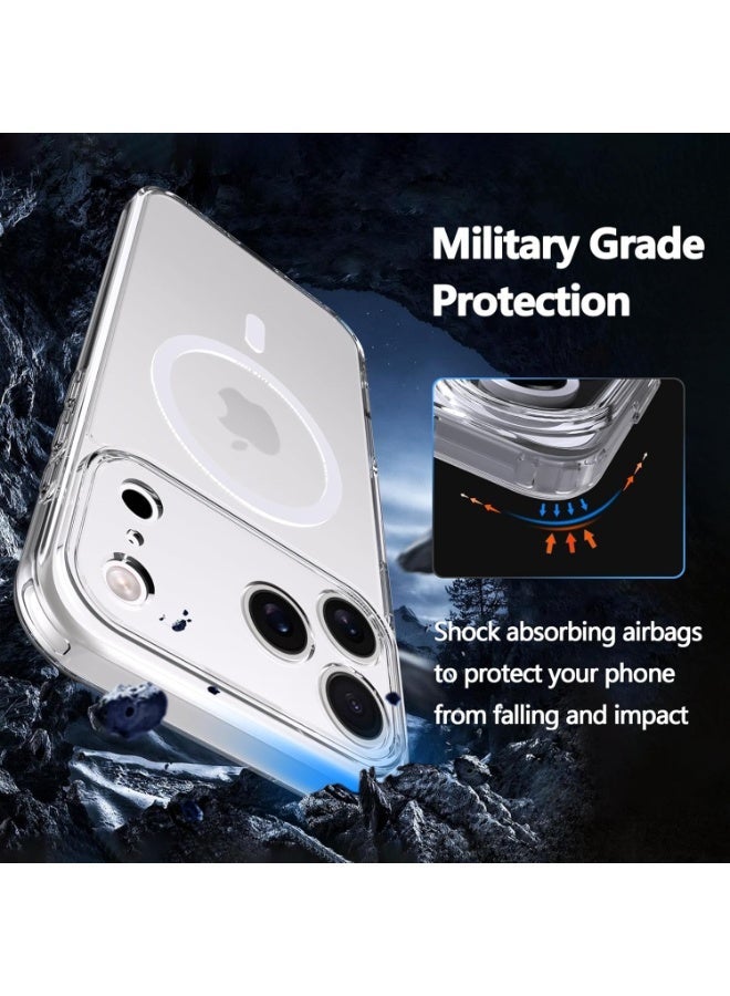 راكسوم جراب مغناطيسي لهاتف آيفون 17 برو ماكس - غطاء TPU شفاف مقاوم للصدمات والاصفرار مع [عبوتين] من واقيات شاشة زجاجية مقسّى عالية الدقة، مقاوم للخدش، متوافق مع الشحن اللاسلكي - Image 4