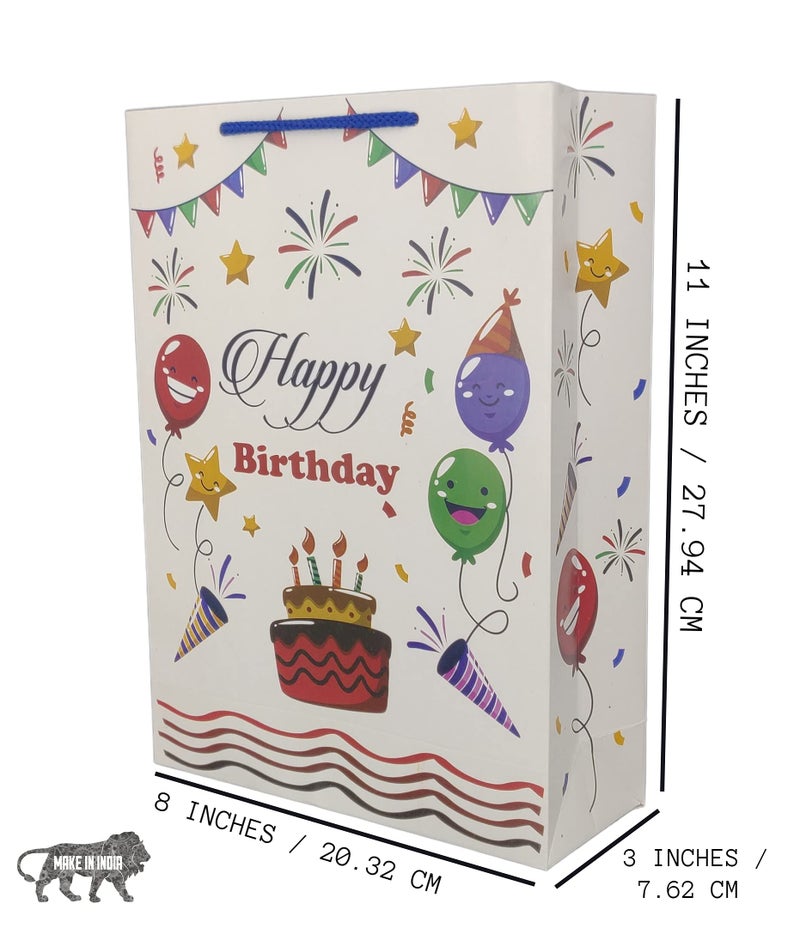 Arrow Paper Products Happy Birthday Paper Gift Bags with Star Design for Return Gift, Small Presents -Pack of 60 (Multicolor, 20.32 x 7.62 x 27.94 cm) - Image 4