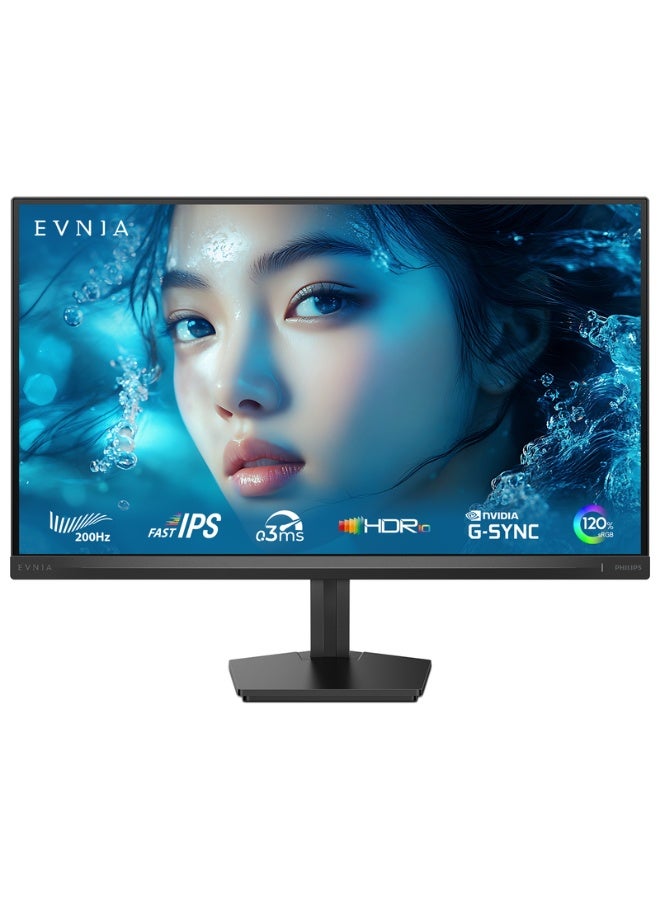 Philips 27 inch, 200 Hz, 0.3ms, Full HD, IPS Panel, Nvidia G-Sync, HDMI 1x2.0 and DP 1x1.4 Connectivity, HDR10, Low Blue Mode, Flicker Free, Philips Evnia Gaming Monitor, 24M2N3200FQ ‎Charcoal - Image 1
