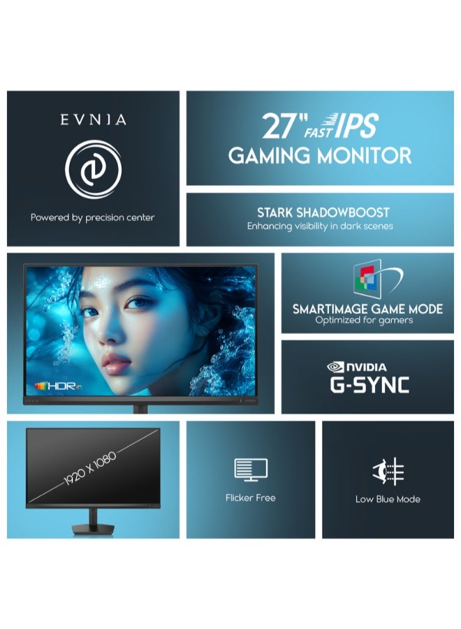 فيليبس شاشة الألعاب إيفنيا 27M2N3200FQ مقاس 27 بوصة FHD – 1920×1080، IPS سريع، 200 هرتز، 0.3 مللي ثانية MBR، HDR10، FreeSync Premium و G-SYNC، 120% sRGB، أوضاع ألعاب SmartImage - Image 2