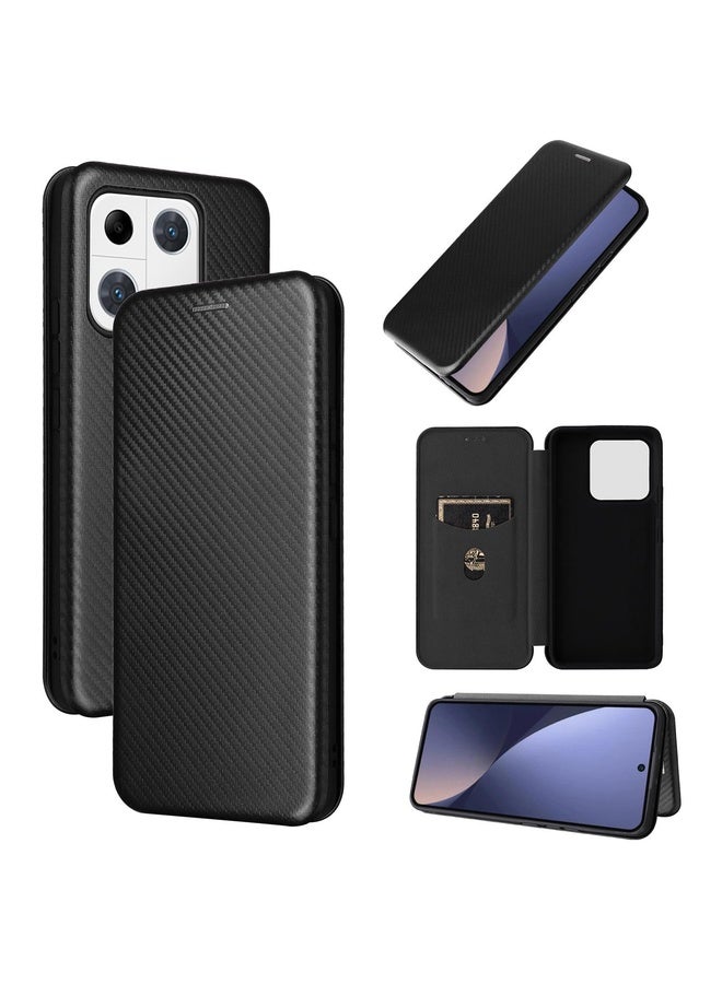 HuHa Case Cover For Xiaomi 13 Pro Global Carbon Fiber Texture Horizontal Flip PU Phone Case(Black) - Image 1