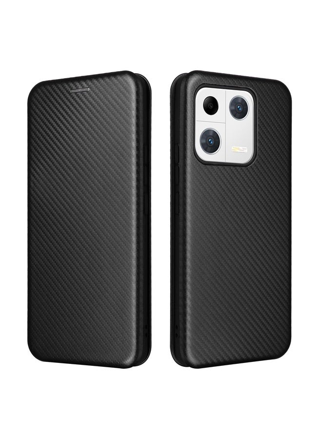 HuHa Case Cover For Xiaomi 13 Pro Global Carbon Fiber Texture Horizontal Flip PU Phone Case(Black) - Image 2