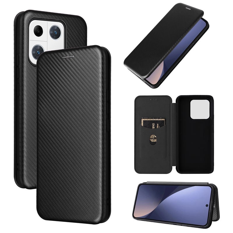 HuHa Case Cover For Xiaomi 13 Pro Global Carbon Fiber Texture Horizontal Flip PU Phone Case(Black) - Image 1