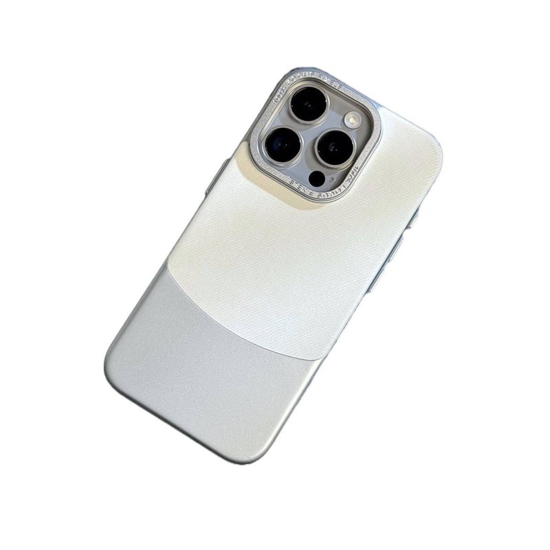 غطاء واقي بFleece Texture لـ iPhone 12 مع مقاومة للصدمات وحماية من السقوط مع مقاومة للصدمات مع مقاومة لبصمات الأصابع مع ألوان متباينة مدمجة باللون أبيض مقاوم للصدمات باللون الأبيض - Image 1