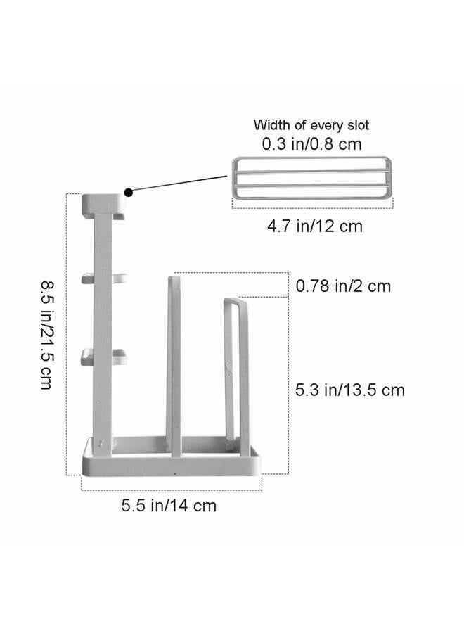 VANRA Metal Steel Cutting Board Holder Knife Block Kitchen Organizer Pantry Bakeware Rack Pan Pot Cover Lid Rack Stand (White) - Image 3