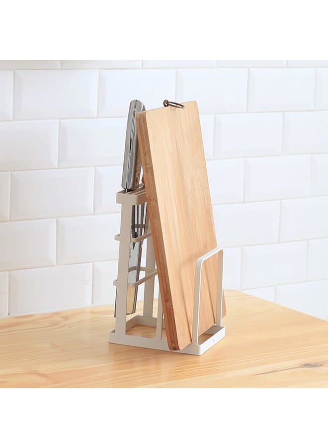 VANRA Metal Steel Cutting Board Holder Knife Block Kitchen Organizer Pantry Bakeware Rack Pan Pot Cover Lid Rack Stand (White) - Image 2
