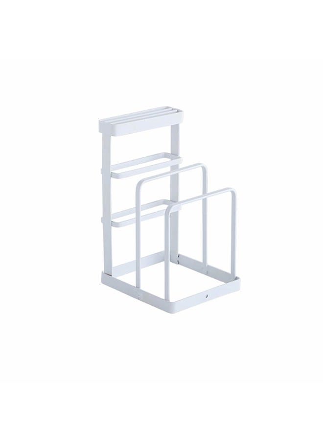 VANRA Metal Steel Cutting Board Holder Knife Block Kitchen Organizer Pantry Bakeware Rack Pan Pot Cover Lid Rack Stand (White) - Image 4
