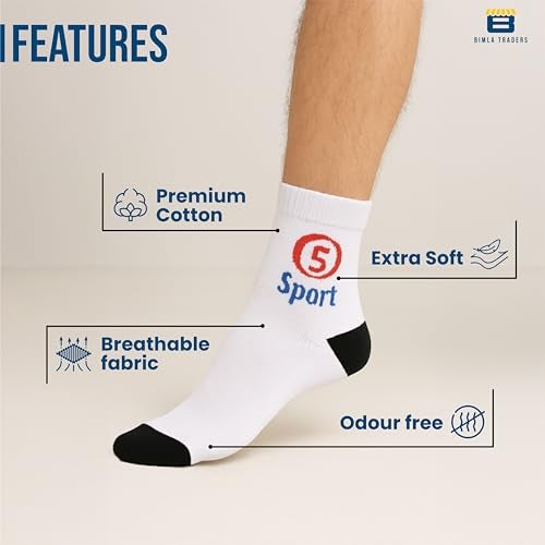 CRAE Cotton Solid Ankle Socks for Men & Women- Soft, Breathable & Comfortable Socks for Sports, Gym, Running & Casual Use, Multicolor, Free Size (SK001_PO12) - Image 3