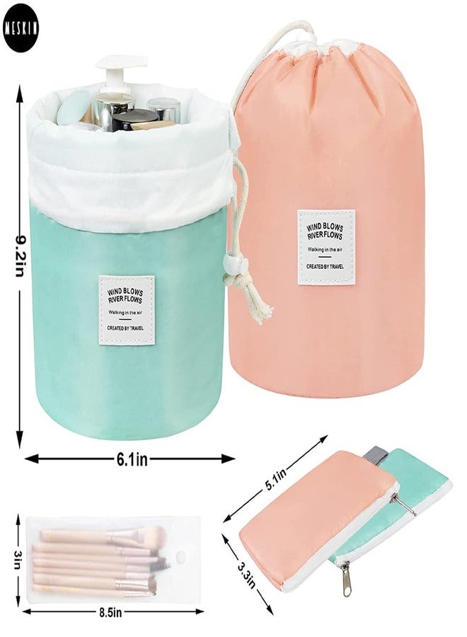 MeSkin Toiletry Bucket Barrel Shaped Cosmetic Bag | Travel Case Round Makeup Pouch for Girls and Women | Makeup Organizer Bag (Multicolor - Pack of 1) - Image 2