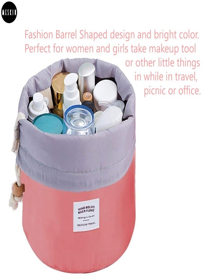 MeSkin Toiletry Bucket Barrel Shaped Cosmetic Bag | Travel Case Round Makeup Pouch for Girls and Women | Makeup Organizer Bag (Multicolor - Pack of 1) - Image 3
