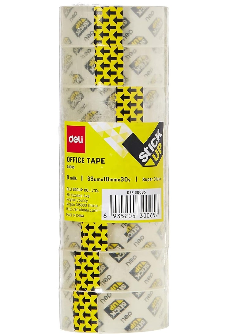 Deli 8-Piece Clear Office Tape 18mm Width - Image 1