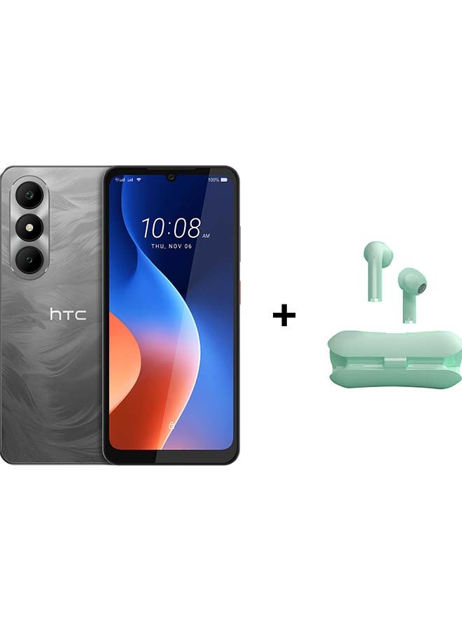 HTC Wildfire E7 Life Dual SIM 4G upto 18GB* (6+12) RAM 256GB 50MP Camera Grey + Nextbot E18 TWS - Middle East Version - Image 1