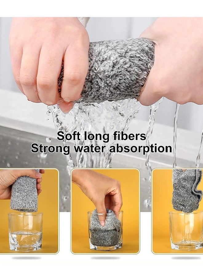أوجا 10 قطع مناشف تنظيف رمادية من الألياف الدقيقة - مناشف خالية من الخطوط وامتصاصية للمطبخ والسيارة - قماش متعدد الاستخدامات قابل للغسيل في الغسالة لإزالة الشحوم والبقع بسهولة - Image 2