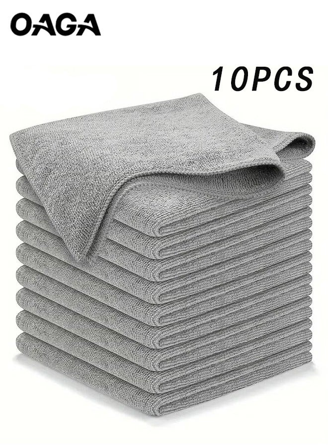 أوجا 10 قطع مناشف تنظيف رمادية من الألياف الدقيقة - مناشف خالية من الخطوط وامتصاصية للمطبخ والسيارة - قماش متعدد الاستخدامات قابل للغسيل في الغسالة لإزالة الشحوم والبقع بسهولة - Image 1