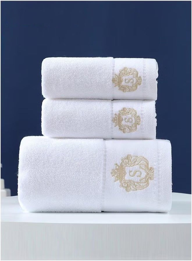 HOMESTAR 3PCS Cotton Bath Towel Set Fast Absorbent Skin-friendly and Soft Towel*1PCS 2PCS Towels White - Image 1