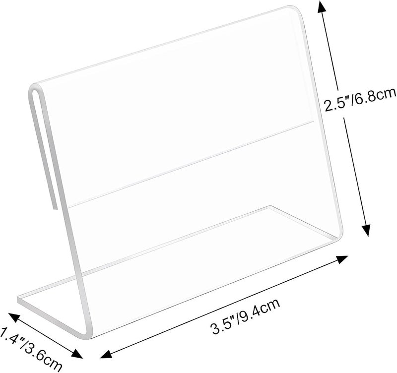 Ludery 30 pack Small Acrylic Sign Holder 3.5 x 2.5 Inch,Mini Food Sign Labels for Party Buffet,L-Shape Name Card Display Holder,Mini Clear Acrylic Sign Display Holder for Office,Store,Restaurant- Horizontal - Image 2